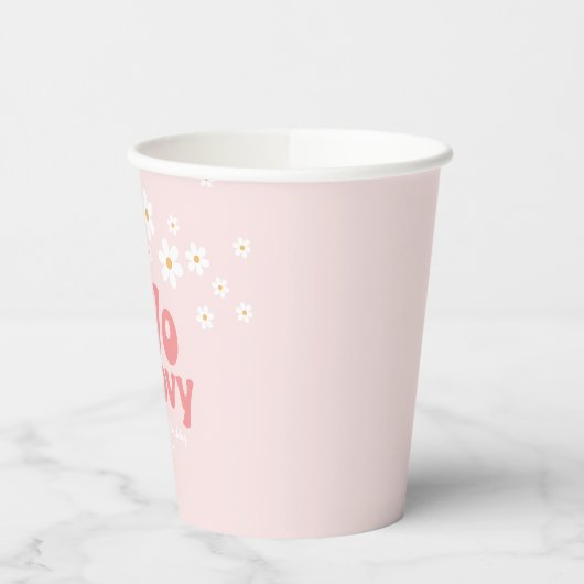 Retro twee groovy daisy boho tweede verjaardagsart papieren bekers (Links)