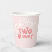 Retro twee groovy daisy boho tweede verjaardagsart papieren bekers (Voorkant)