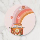 Retro twee Groovy Daisy Flower Verjaardagsfeestje Bedankjes Labels (Achterkant)