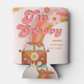 Retro twee Groovy Daisy Flower Verjaardagsfeestje Blikjeskoeler (Achterkant)