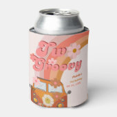 Retro twee Groovy Daisy Flower Verjaardagsfeestje Blikjeskoeler (Blikje Voorkant)