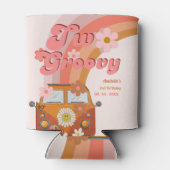 Retro twee Groovy Daisy Flower Verjaardagsfeestje Blikjeskoeler (Achterkant)