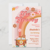 Retro twee Groovy Daisy Flower Verjaardagsfeestje Kaart (Voorkant)