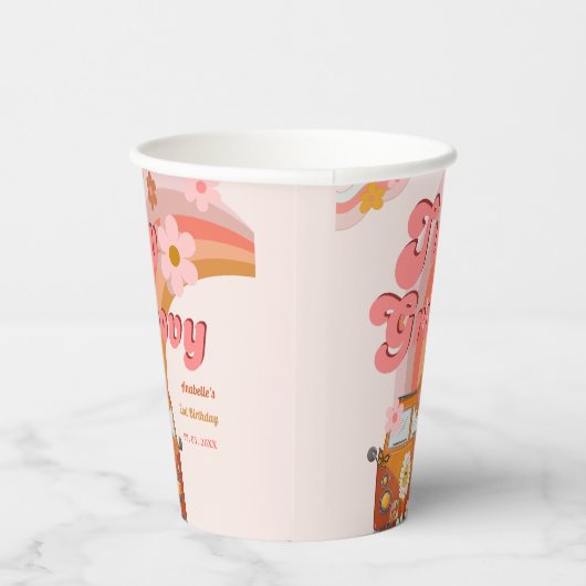 Retro twee Groovy Daisy Flower Verjaardagsfeestje Papieren Bekers (Rechts)