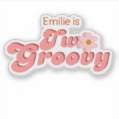 Retro twee Groovy Daisy Flower Verjaardagsfeestje Sticker (Voorkant)
