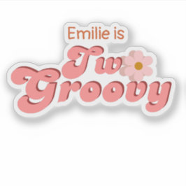 Retro twee Groovy Daisy Flower Verjaardagsfeestje Sticker