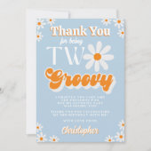 Retro Twee Groovy Jongens 2e Verjaardag Bedankkaart (Voorkant)