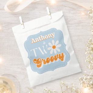 Retro Twee Groovy Jongens 2e Verjaardag Bedankzakje