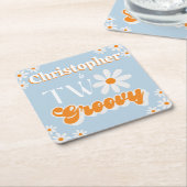 Retro Twee Groovy Jongens 2e Verjaardag Kartonnen Onderzetters (Schuin)