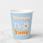Retro Twee Groovy Jongens 2e Verjaardag Papieren Bekers (Achterkant)