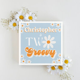 Retro Twee Groovy Jongens 2e Verjaardag Servet