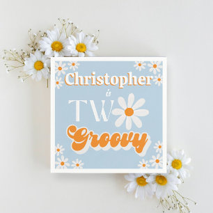 Retro Twee Groovy Jongens 2e Verjaardag Servet