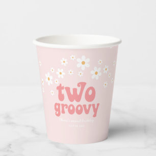 Retro twee groovy madelief boho 2de verjaardag pap papieren bekers