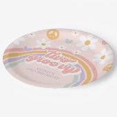 Retro Twee Groovy Meisje Regenboog 2e Verjaardag Papieren Bordje (Gekanteld)