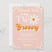 Retro Twee Groovy Meisjes 2e Verjaardag Bedankkaart (Voorkant)