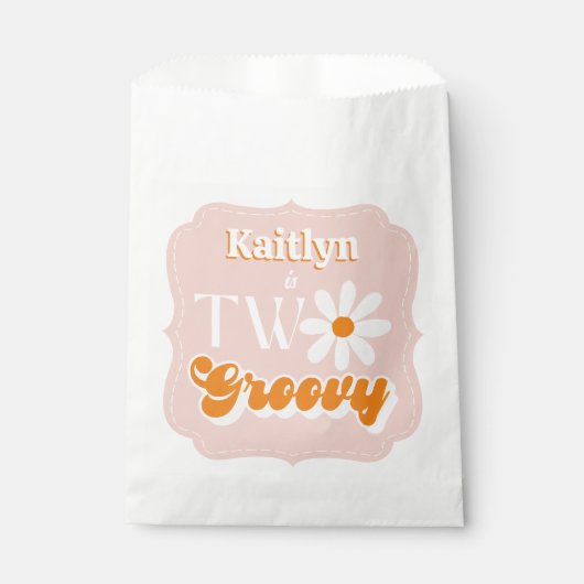 Retro Twee Groovy Meisjes 2e Verjaardag Bedankzakje (Voorkant)