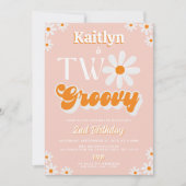 Retro Twee Groovy Meisjes 2e Verjaardag Kaart (Voorkant)