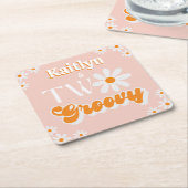 Retro Twee Groovy Meisjes 2e Verjaardag Kartonnen Onderzetters (Schuin)