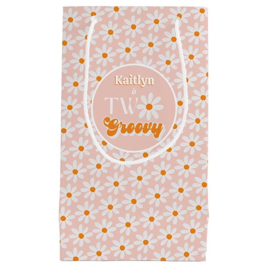 Retro Twee Groovy Meisjes 2e Verjaardag Klein Cadeauzakje (Voorkant)