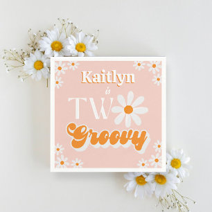 Retro Twee Groovy Meisjes 2e Verjaardag Servet