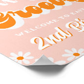 Retro Twee Groovy Meisjes 2e Verjaardag Welkom Poster (Hoek)