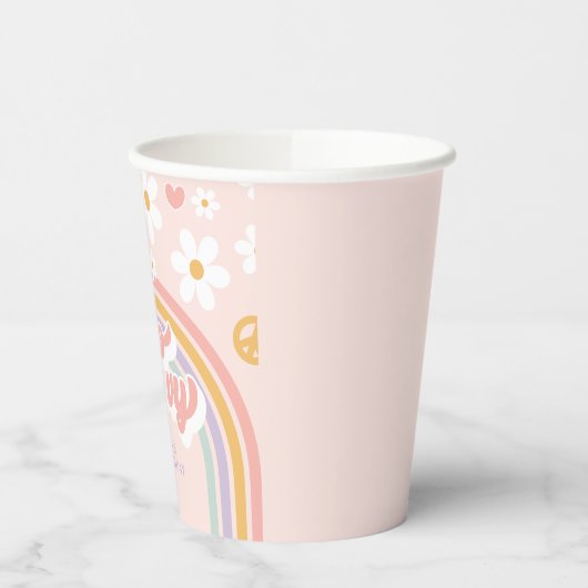 Retro Twee Groovy Rainbow 2E Verjaardag Papieren Bekers (Links)