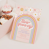 Retro Twee Groovy Regenboog 2e Verjaardag Kaart