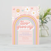 Retro Twee Groovy Regenboog 2e Verjaardag Kaart (Staand voorkant)