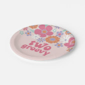Retro Twee Groovy Roze Bloemen Papieren Bordje (Gekanteld)