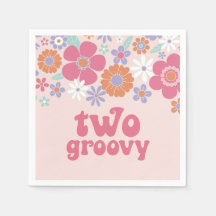 Retro Twee Groovy Roze Bloemen