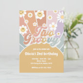 Retro Twee Groovy Sunshine Daisy Boho 2e Verjaarda Kaart (Staand voorkant)