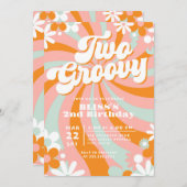 Retro Twee Groovy Tweede Verjaardag Kaart (Voorkant / Achterkant)