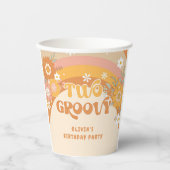 Retro twee groovy verjaardagsbekertjes papieren bekers (Voorkant)