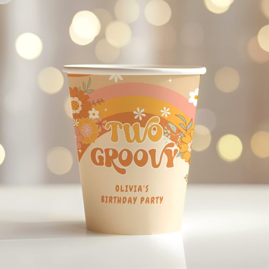 Retro twee groovy verjaardagsbekertjes papieren bekers