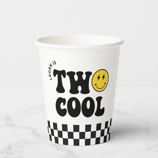 Retro Twee Koele Jongen 2e Verjaardagsfeestje Papieren Bekers (Achterkant)