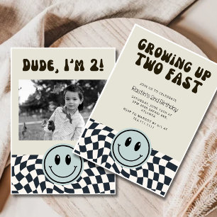Retro Twee Snel  Jongen 2e Verjaardagsfeestje geru Kaart