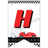 Retro twee snelle rode raceauto thema racer verjaa vlaggetjes (Tweede vlag)