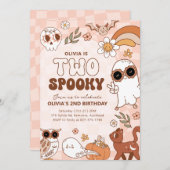 Retro Twee Spooky Halloween Verjaardag Uitnodiging (Voorkant / Achterkant)