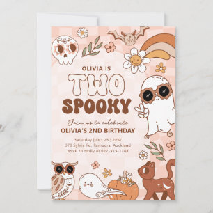 Retro Twee Spooky Halloween Verjaardag Uitnodiging