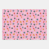 Retro twee tonen speels alfabet inpakpapier vel (Voorkant 3)