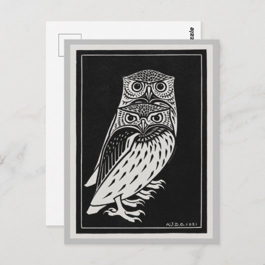  Retro Twee Uilen Julie de Graag Briefkaart (Voorkant / Achterkant)