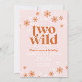 Retro twee wilde daisy boho tweede verjaardag kaart (Voorkant)