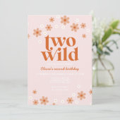 Retro twee wilde daisy boho tweede verjaardag kaart (Staand voorkant)