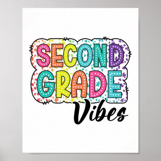 Retro Tweede Klas Sfeer Terug Naar School 2e Klas Poster (Voorkant)