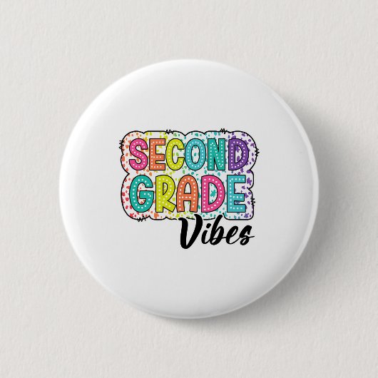 Retro Tweede Klas Sfeer Terug Naar School 2e Klas Ronde Button 5,7 Cm (Voorkant)