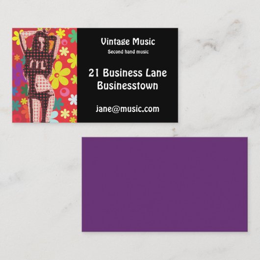  retro-tweeduizend muziekopslagwinkel visitekaartje (Voorkant / Achterkant)
