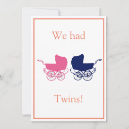 Retro Tweeling Baby Aankondiging
