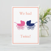 Retro Tweeling Baby Aankondiging (Staand voorkant)