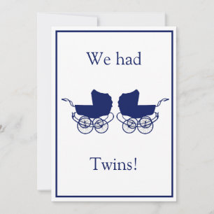 Retro Tweeling Baby Aankondiging Blauw
