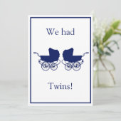 Retro Tweeling Baby Aankondiging Blauw (Staand voorkant)